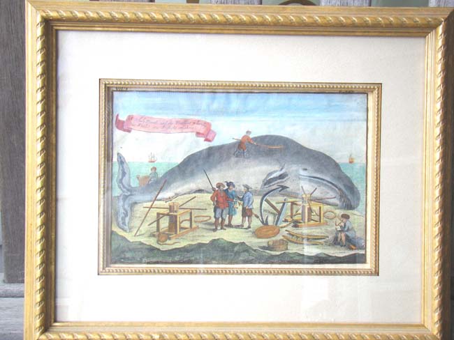 A Charming mid 18th century Hand Colored Engraving of a Whaling Scene — image 2